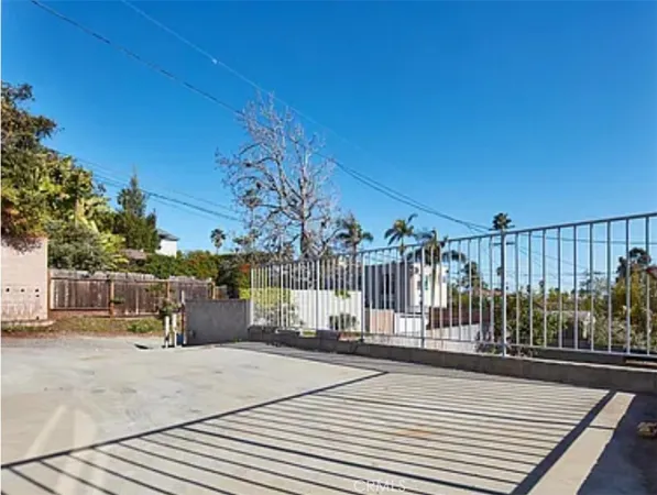 a view of a terrace with a bench