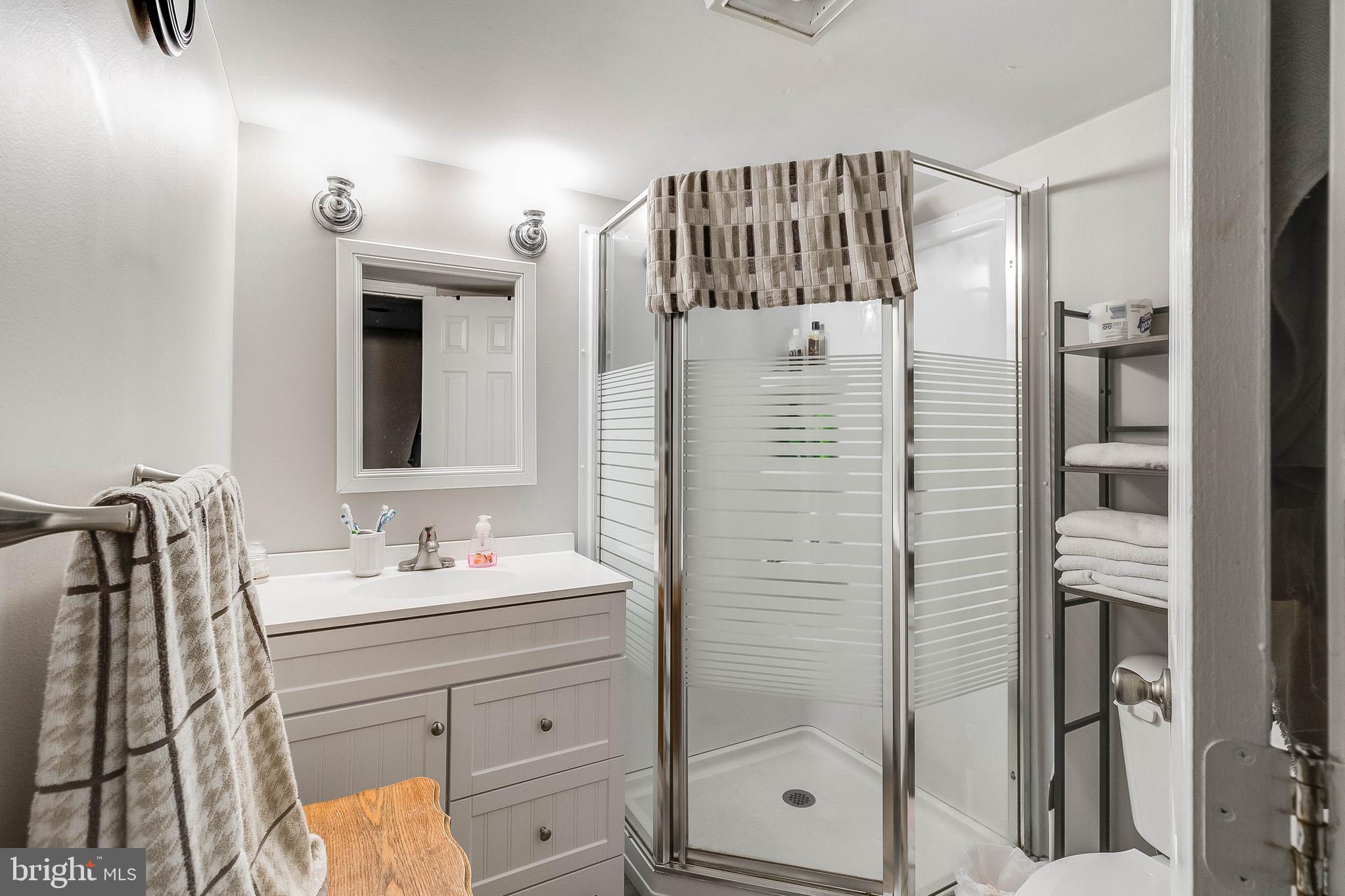 5634 Pearsons Corner Road Dover, DE 19904 - Photo 25 of 40 a bathroom with a shower sink and mirror