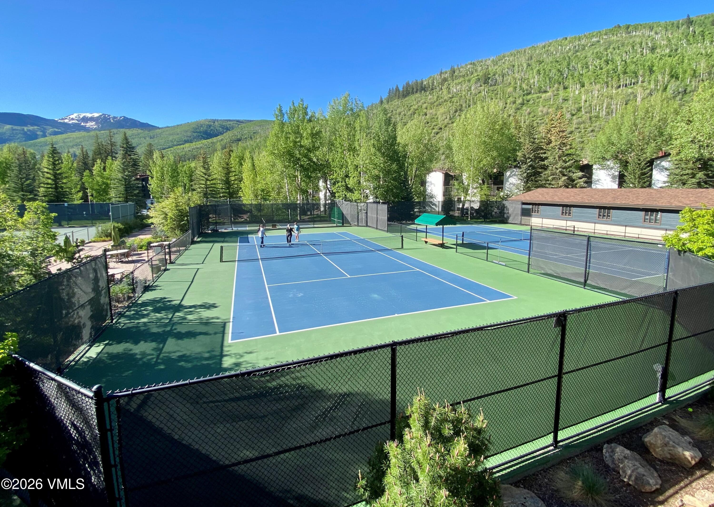 4600 Vail Racquet Club Drive, Unit 610 Vail, CO 81657 - Photo 18 of 26 a view of a tennis ground with a large trees