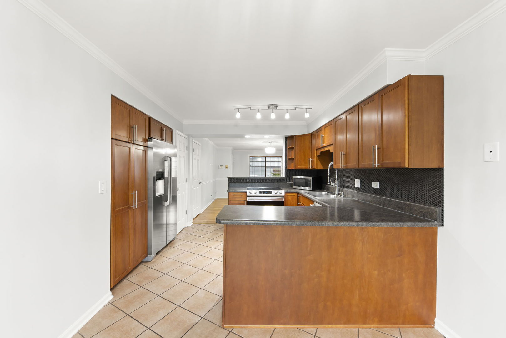 1338 South Lorraine Road, Unit D Wheaton, IL 60189 - Photo 11 of 23 a kitchen with stainless steel appliances granite countertop a sink and a refrigerator