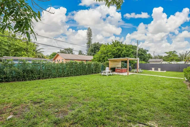 a backyard of a house with lots of green space