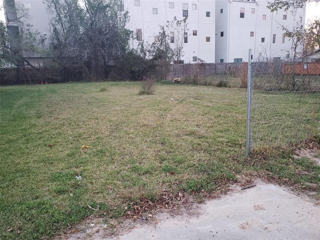 a view of a field with a tree in the background