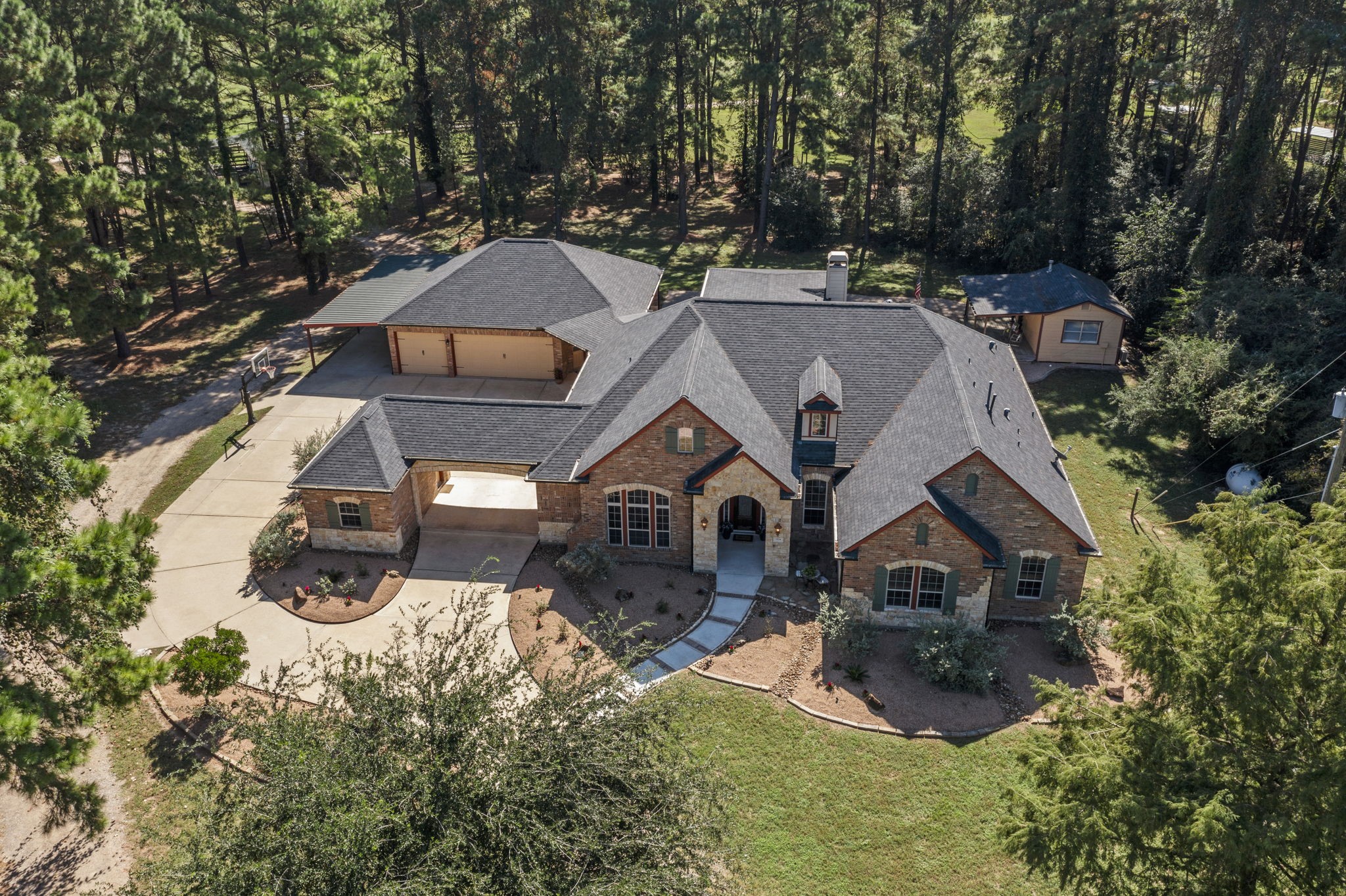 an aerial view of a house