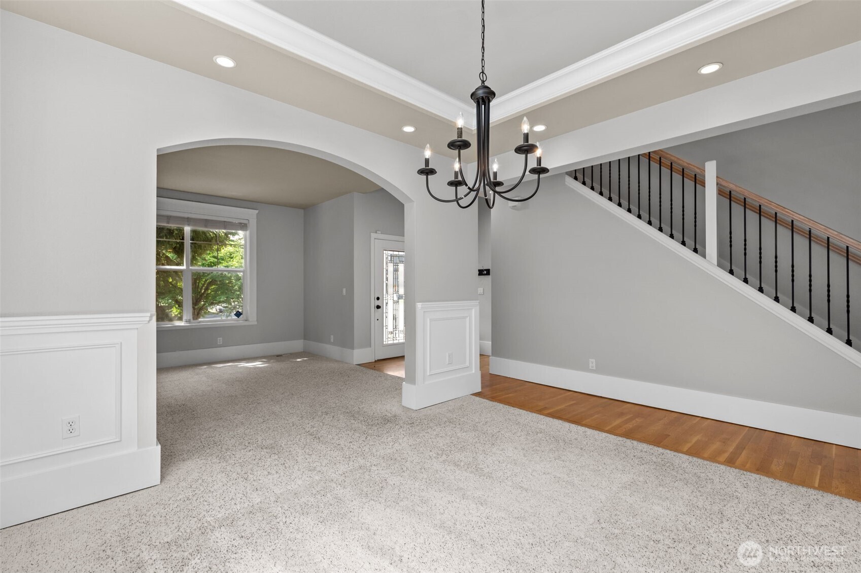 2528 Camas Avenue Northeast Renton, WA 98056 - Photo 18 of 28 a view of a livingroom with a staircase a ceiling fan and window