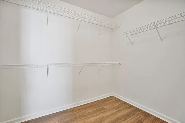 a view of a room with racks on the wall