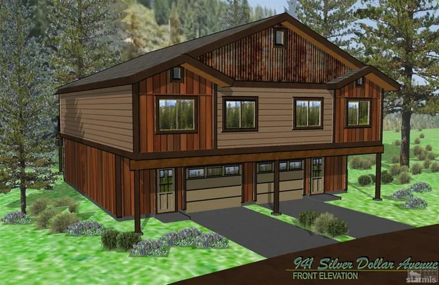 a front view of house with a garden