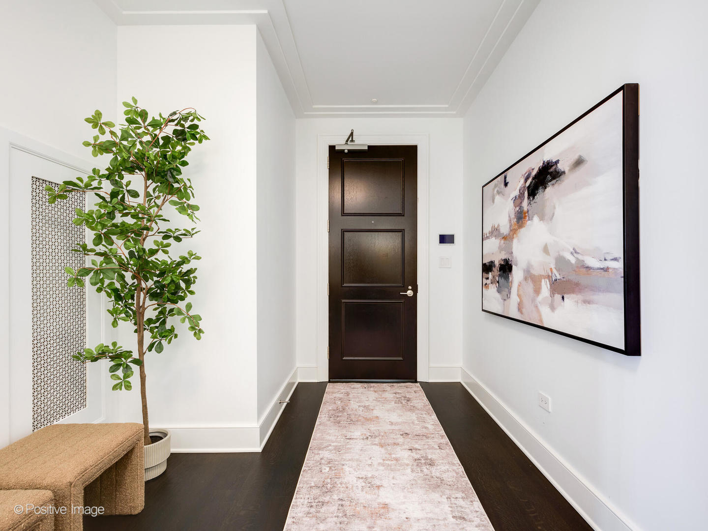 118 East Erie Street, Unit 31G Chicago, IL 60611 - Photo 4 of 54 a view of a hallway with wooden floor and a potted plant