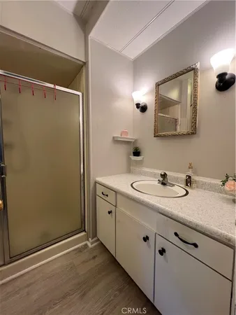 a bathroom with a shower and a toilet