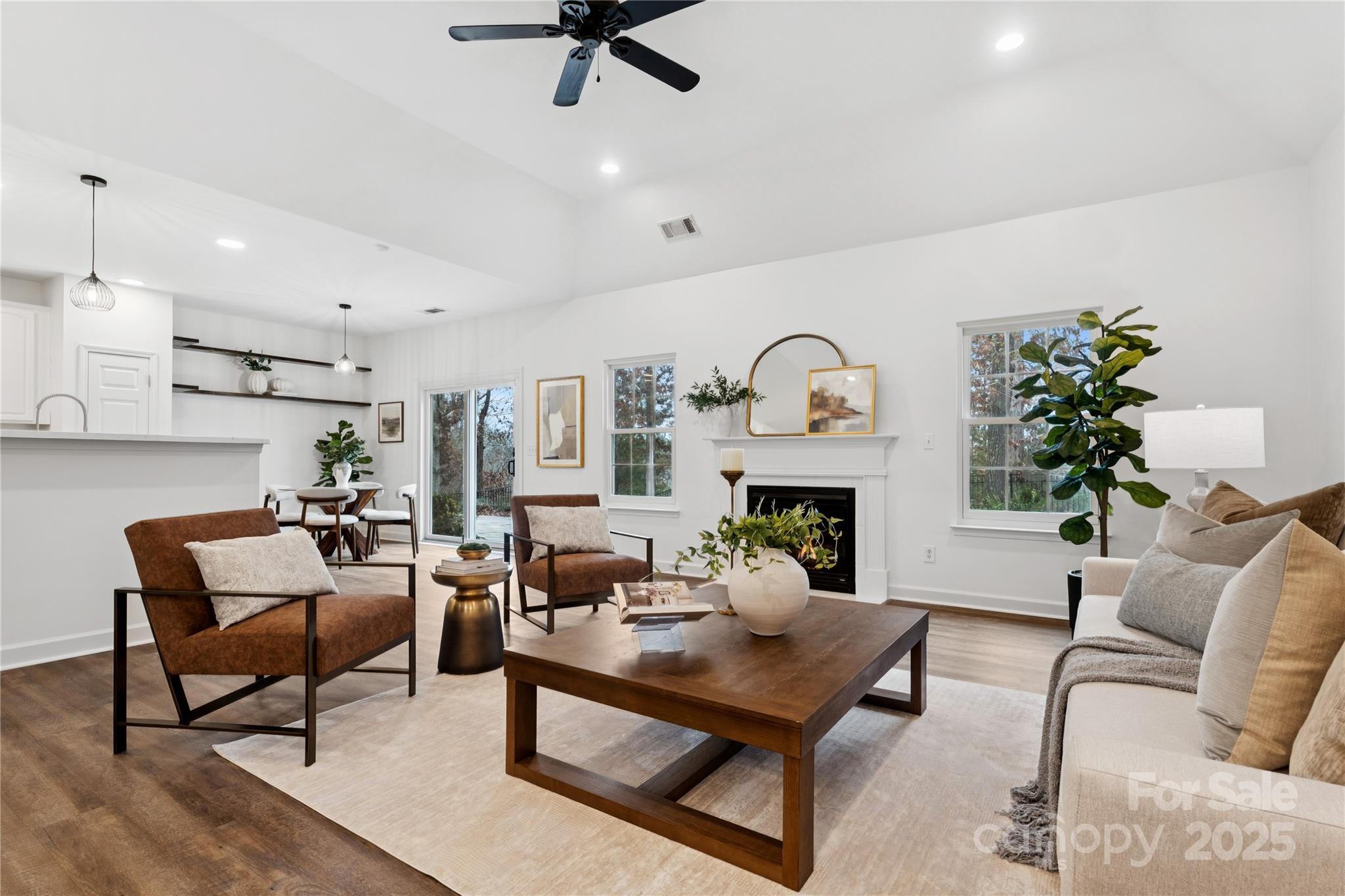 312 Albany Street Fort Mill, SC 29715 - Photo 14 of 36 a living room with furniture a fireplace and a potted plant