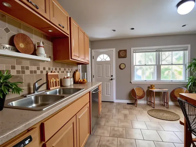 a kitchen with a sink and a cabinets
