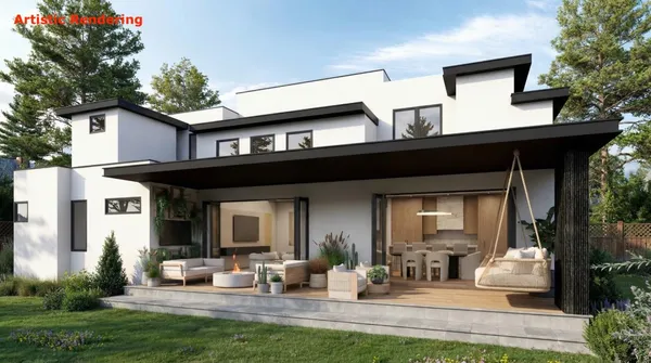 a view of a house with patio