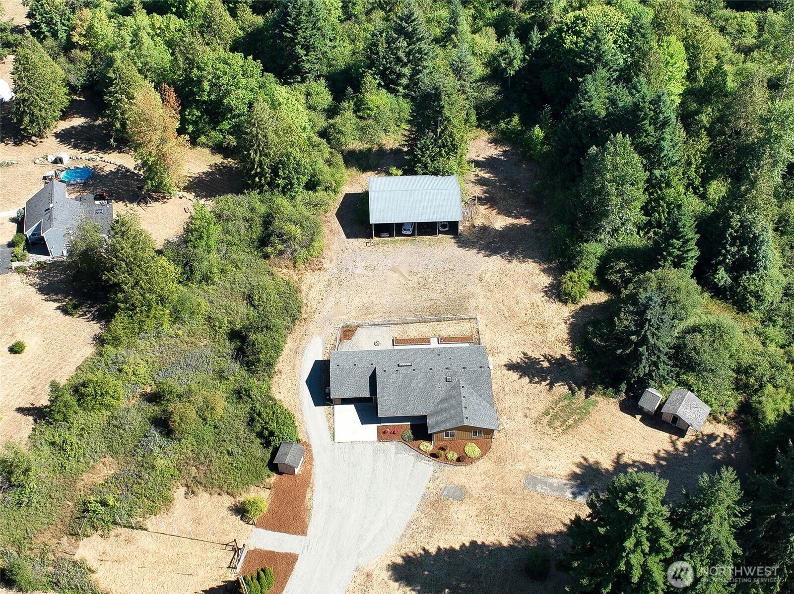 14638 Lawrence Lake Road Southeast Yelm, WA 98597 - Photo 37 of 38 an aerial view of house with yard