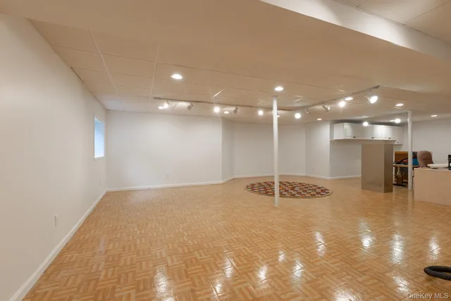 a chair and table in front of a building