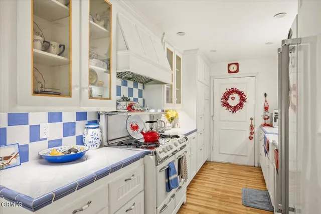 a kitchen with lots of counter top space