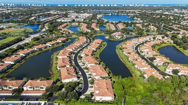 an aerial view of a house with a garden