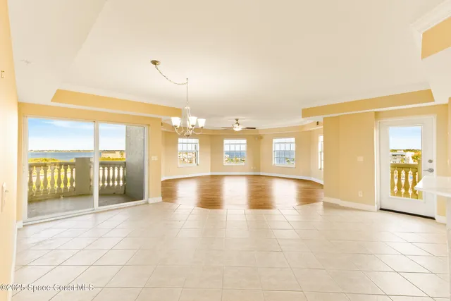 a view of a balcony with city view