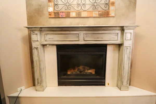 a close view of a fireplace