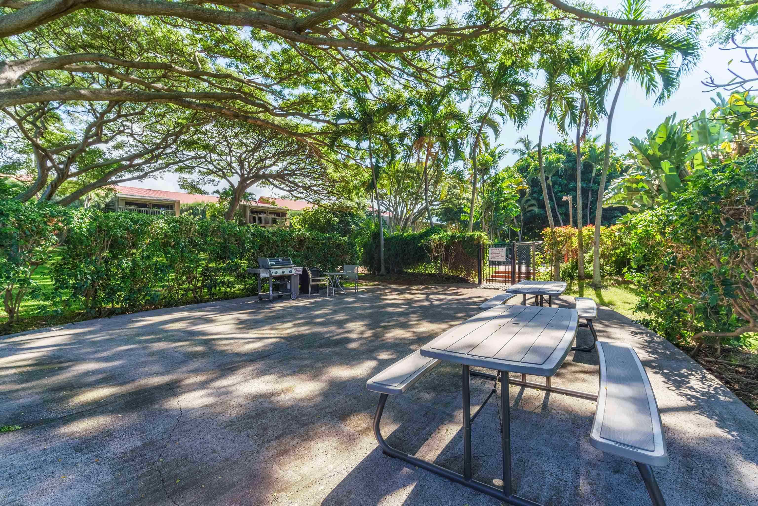 4440 Lower Honoapiilani Road, Unit 154 Lahaina, HI 96761 - Photo 28 of 32 a backyard of a house with table and chairs