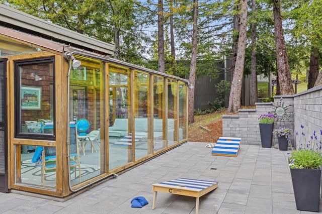 a view of swimming pool with lounge chair