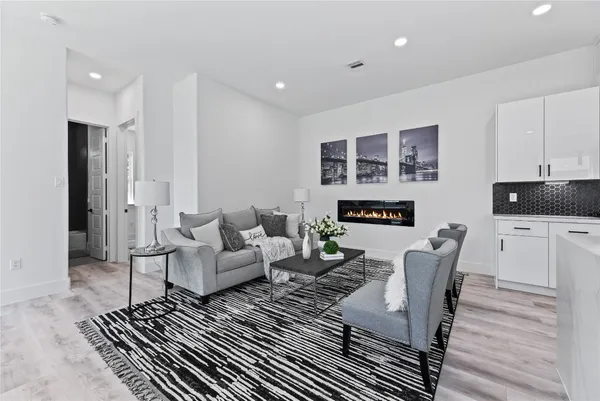 a living room with furniture