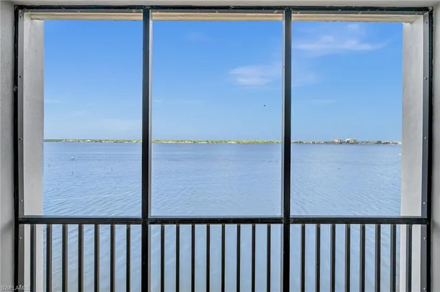a view of a balcony with a table