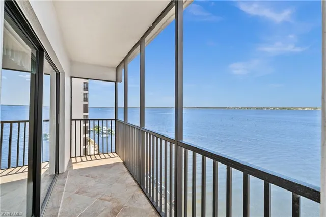 a view of a balcony with an outdoor space