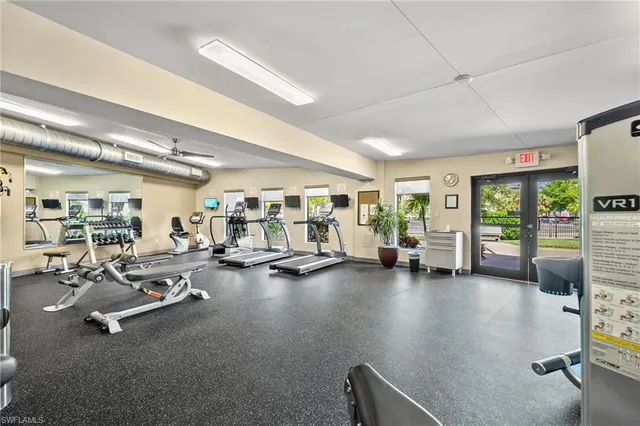 a view of a room with gym equipment