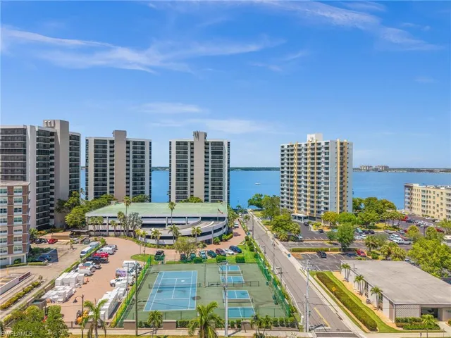 a view of city with tall buildings