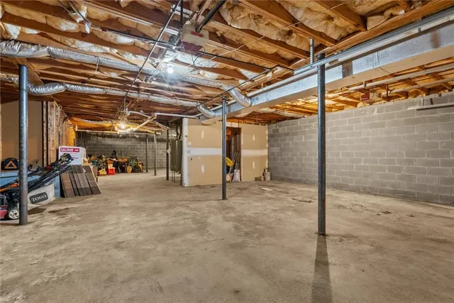 a view of a storage room with gym equipment