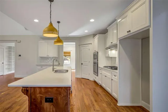 a view of a room with racks on the wall