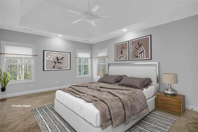 an empty room with furniture and white walls