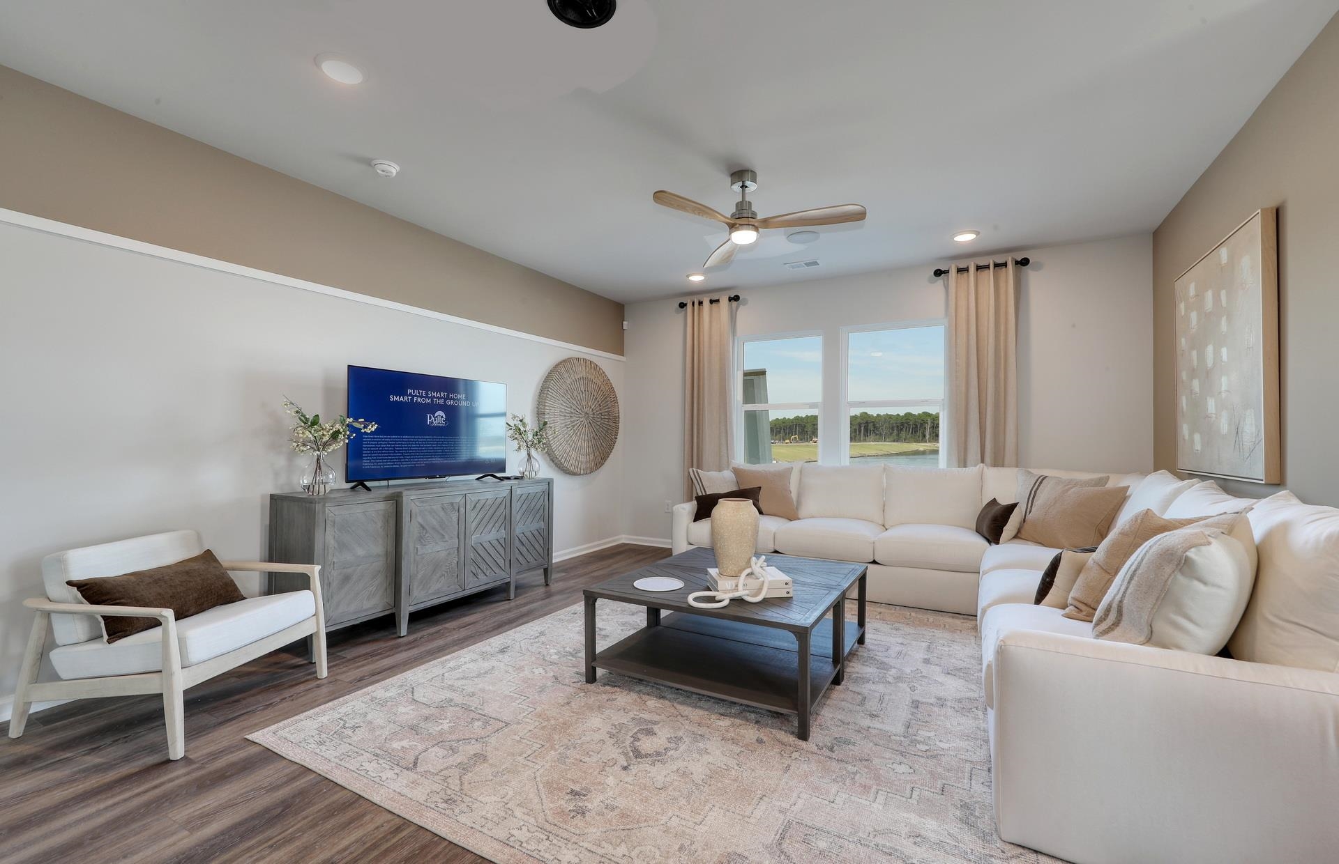 799 Laconic Drive Myrtle Beach, SC 29588 - Photo 11 of 21 Living room with a ceiling fan, wood finished floors, and recessed lighting
