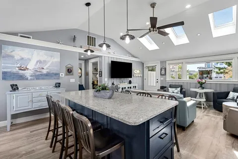 a view of kitchen and windows
