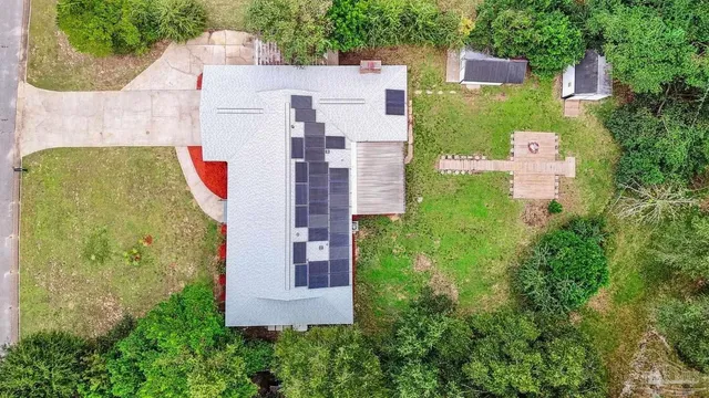 an aerial view of a house