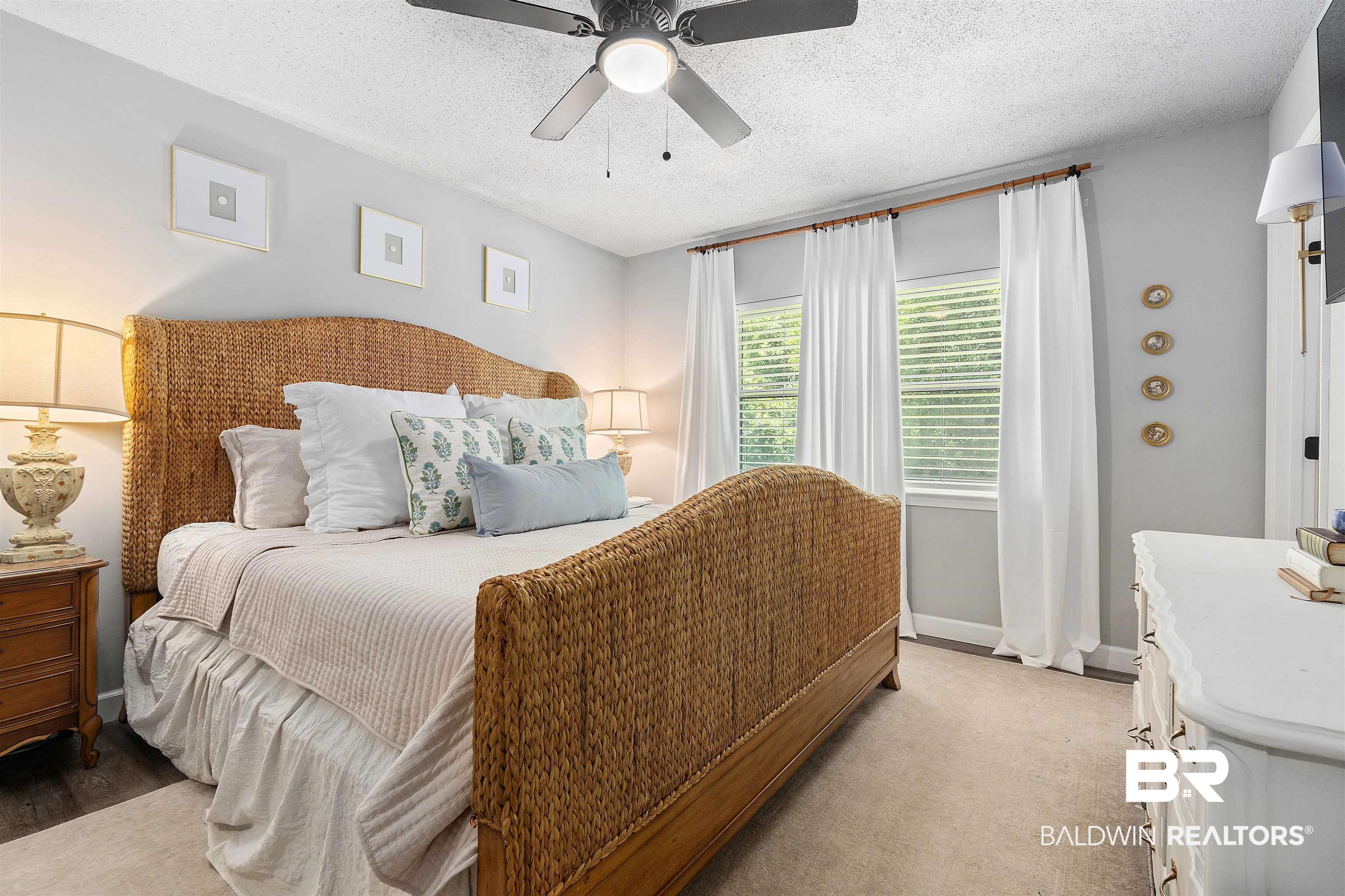 4682 Opal Drive Mobile, AL 36619 - Photo 12 of 27 Bedroom featuring a textured ceiling and ceiling fan