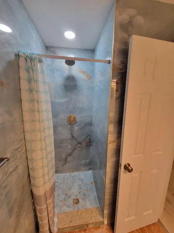 a bathroom with a shower