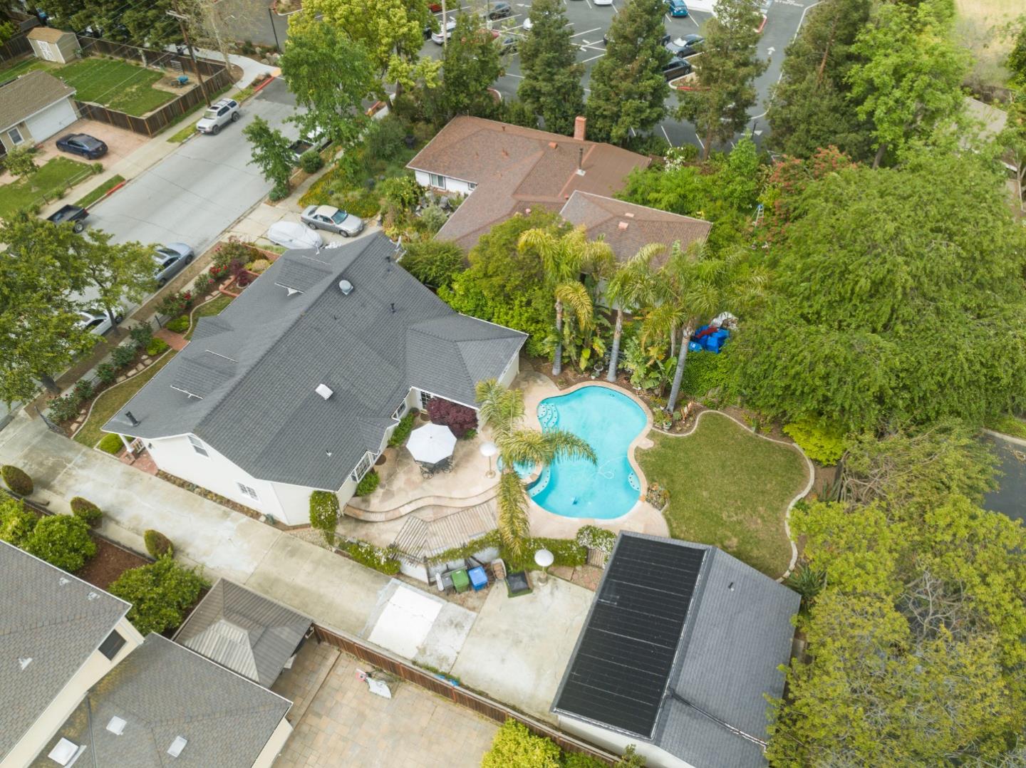 261 Cherry Lane Campbell, CA 95008 - Photo 40 of 49 an aerial view of a house with swimming pool and big yard