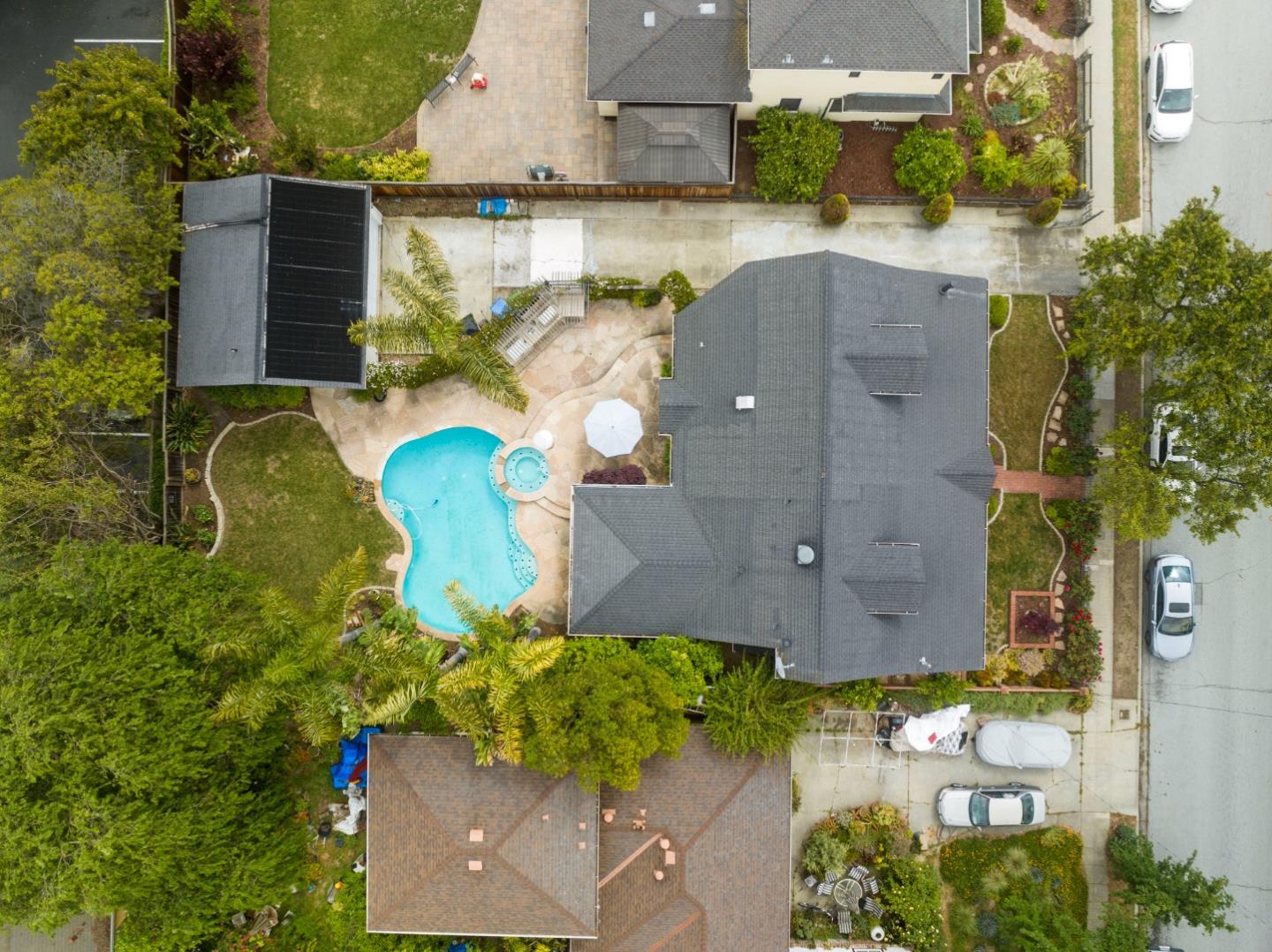 261 Cherry Lane Campbell, CA 95008 - Photo 41 of 49 an aerial view of a house with a swimming pool