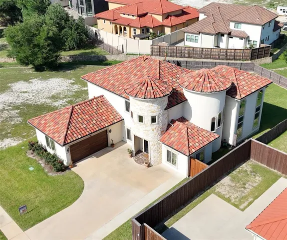 an outdoor space with seating
