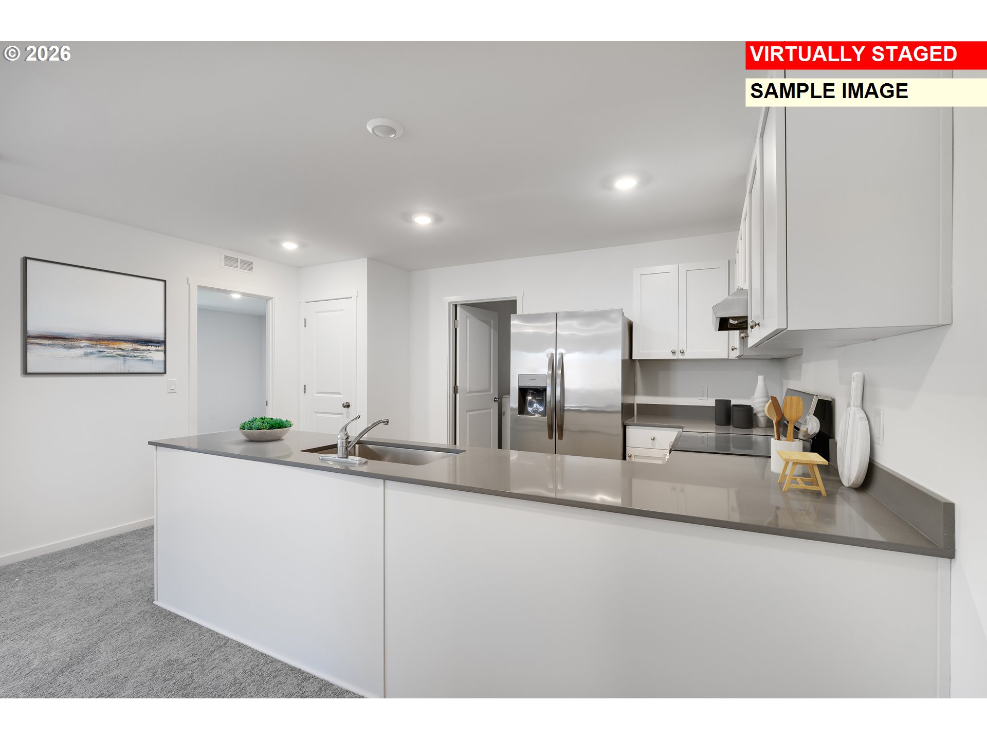 25255 Tanglewood Way Veneta, OR 97487 - Photo 12 of 47 a kitchen with stainless steel appliances granite countertop a sink a stove and a refrigerator