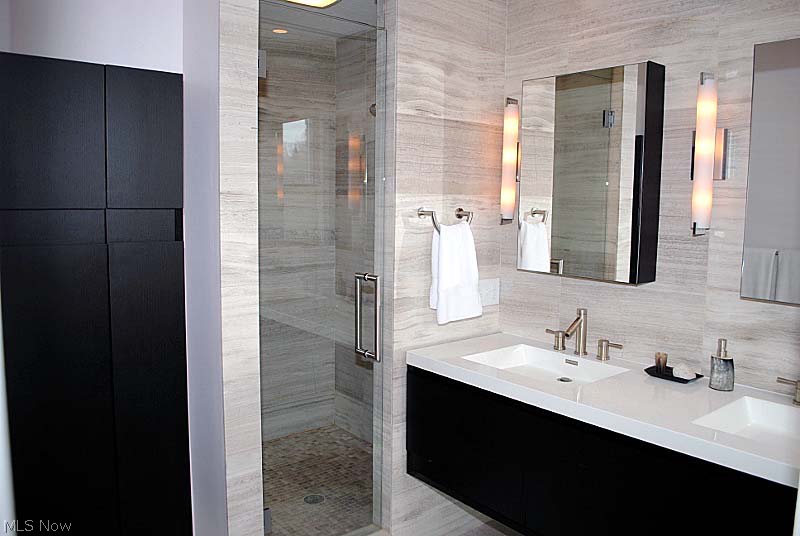 1856 Coltman Road Cleveland, OH 44106 - Photo 11 of 17 Master bath with walk-in shower, heated floors and textured walls.