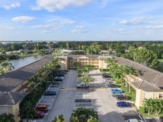 a view of a lake with a city