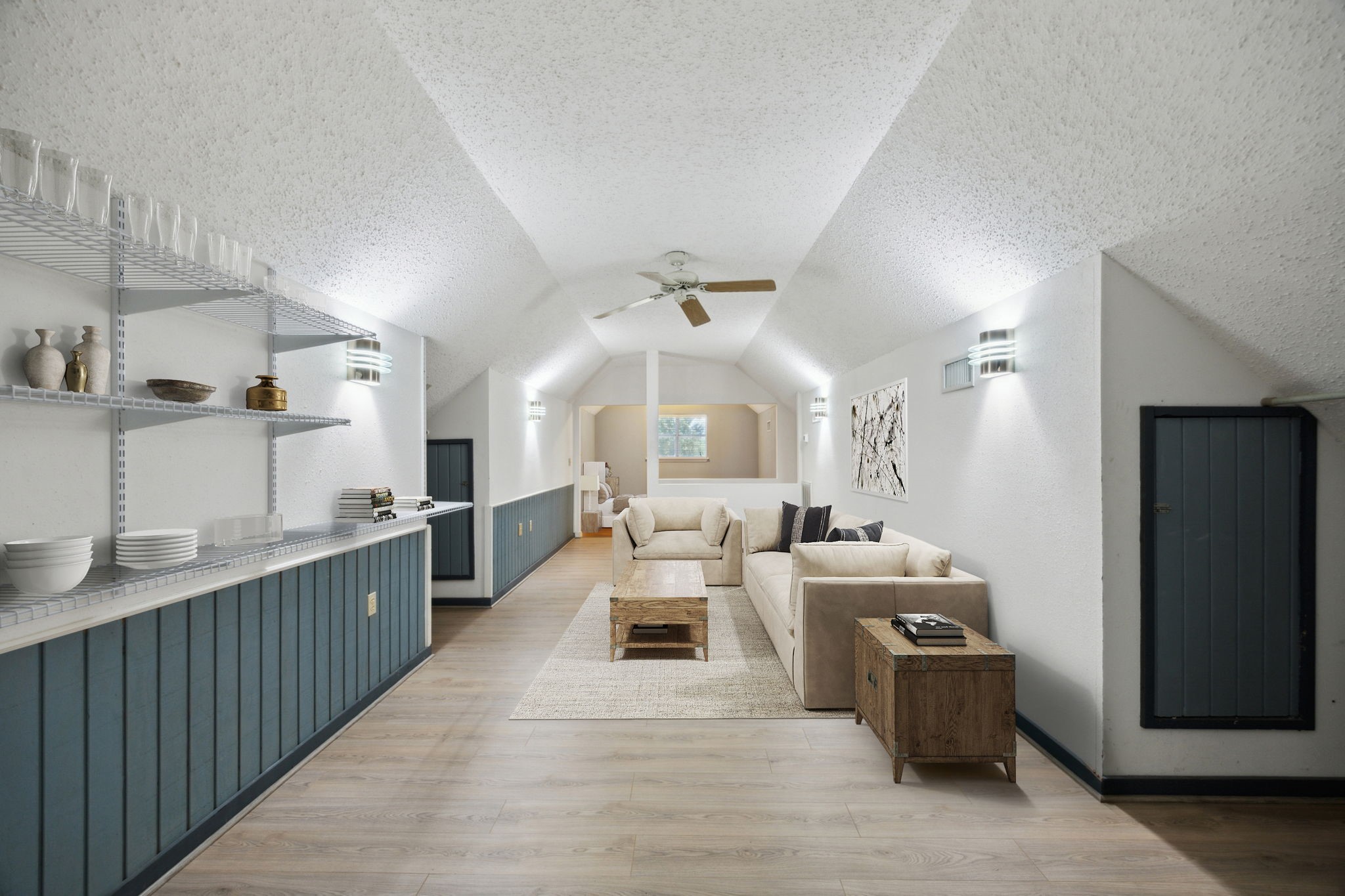 17207 Penick Road Waller, TX 77484 - Photo 33 of 37 Virtually Staged Garage Apartment with full-3-piece bathroom, divided bedroom on the 2nd level of the detached garage.