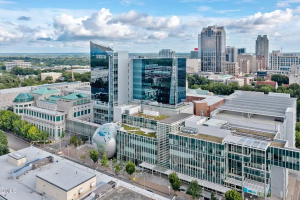 a view of a city with tall buildings