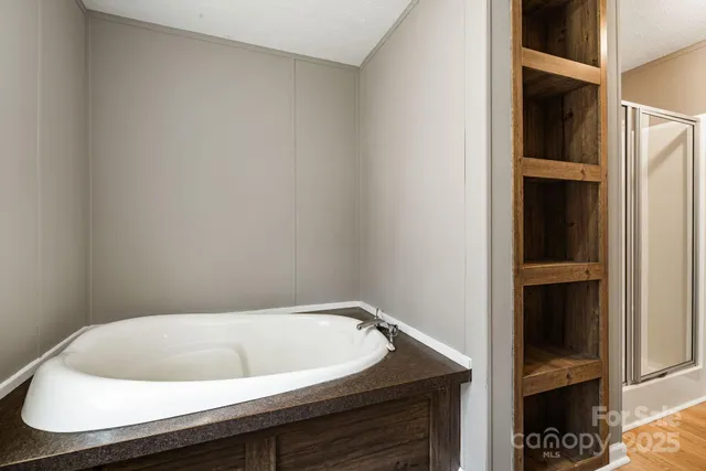 a bathroom with a bathtub
