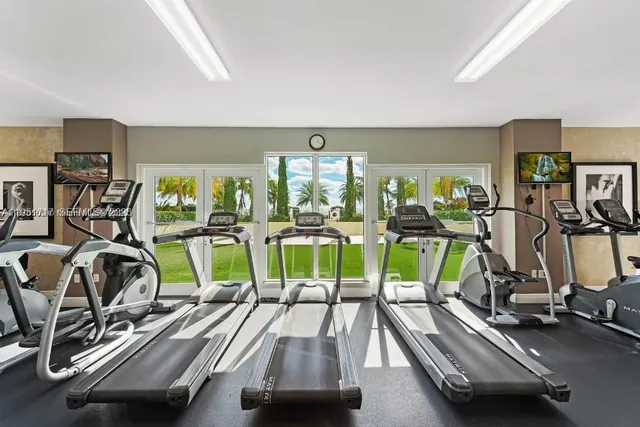 a view of a room with gym equipment