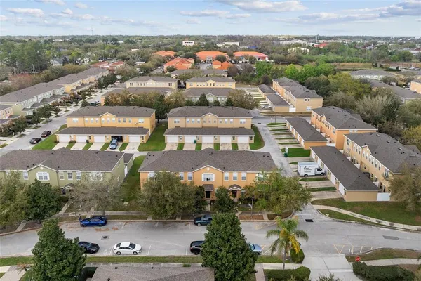 an aerial view of multiple houses