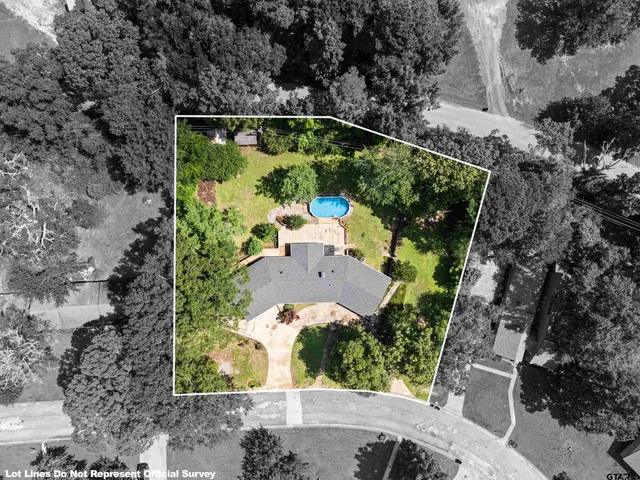 an aerial view of a residential houses with yard