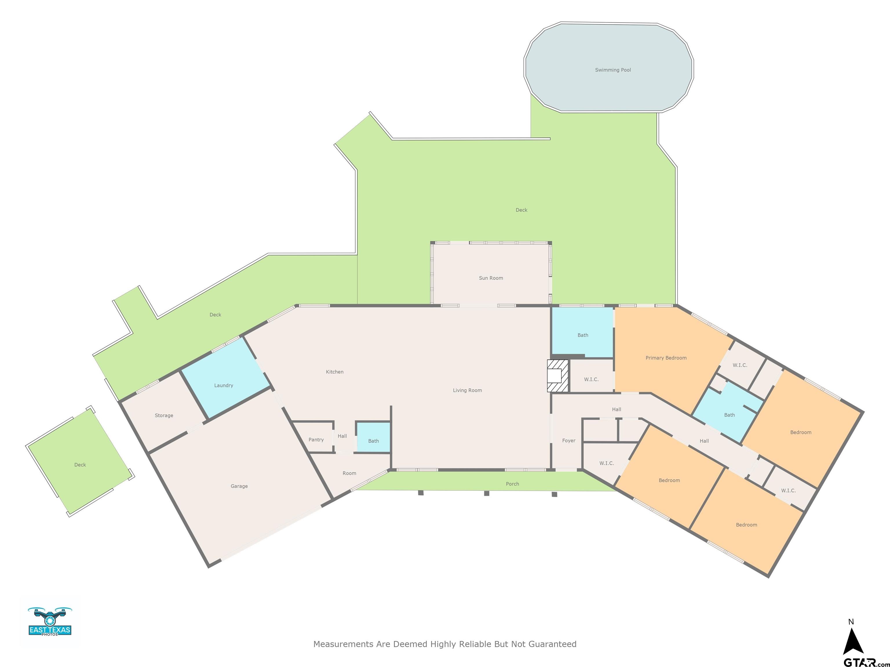 1821 Azalea Street Gilmer, TX 75644 - Photo 35 of 35 an aerial view of a house with a swimming pool and sitting area