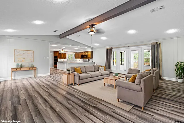 a living room with furniture